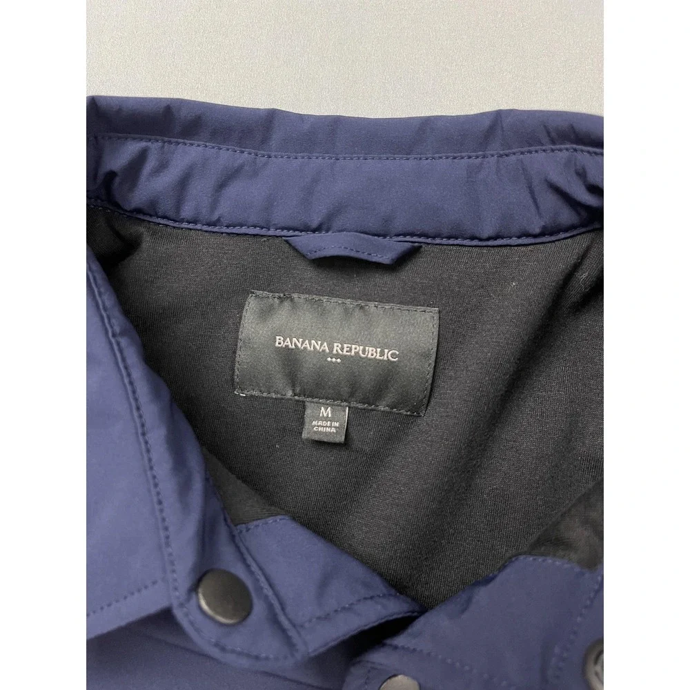 Banana Republic Shirt Jacket‎ Mens Medium Navy Blue Lightweight Coat Tech Motion